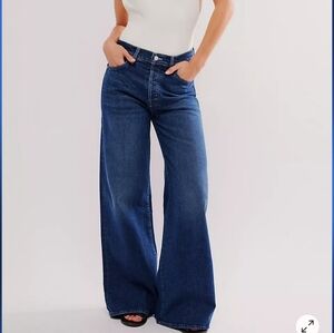 MOTHER Dark Blue Wide Leg Jeans